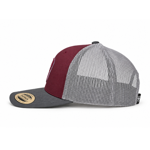 Gorra ARIAT vino y gris, vista lateral-derecho
