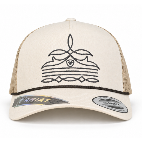 Gorra ARIAT crema con bordado, vista frontal