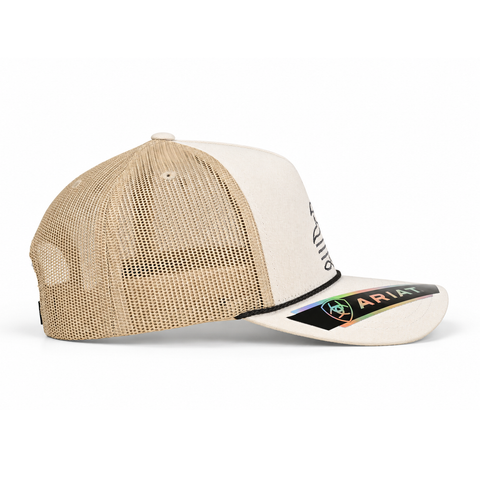 Gorra ARIAT crema con bordado, lateral izquierdo