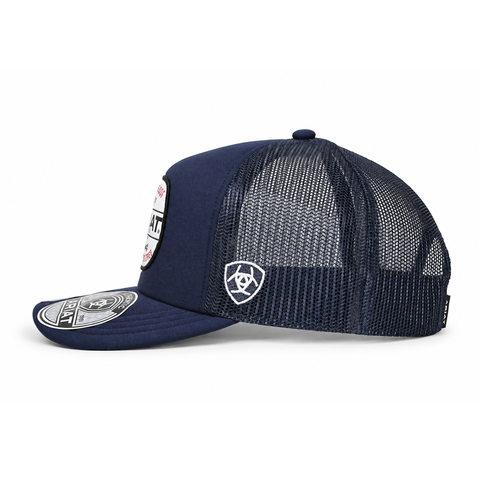 Gorra ARIAT azul marino con parche American Boot Company, vista lateral-derecho