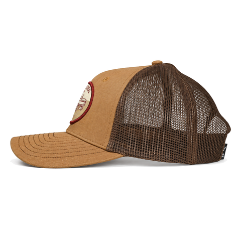 Gorra Ranch & Corral Farmer tractor café, vista lateral izquierdo. SKU 7506552407470.