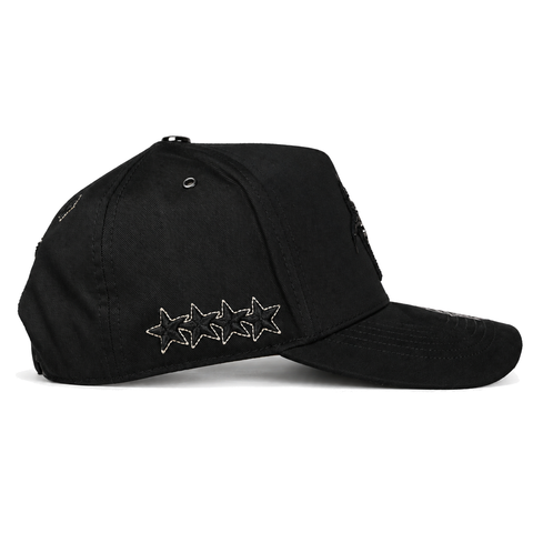 Gorra Italiense negra Changuito — vista lateral derecho sobre fondo blanco