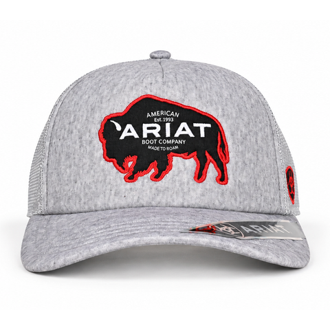 Gorra ARIAT gris con parche de bisonte, vista frontal
