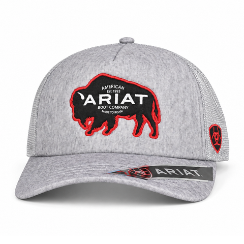 Gorra ARIAT gris con parche de bisonte, vista de perfil