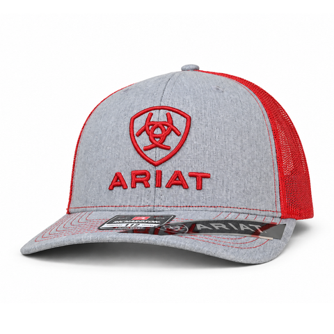 Gorra ARIAT gris y rojo, vista perfil