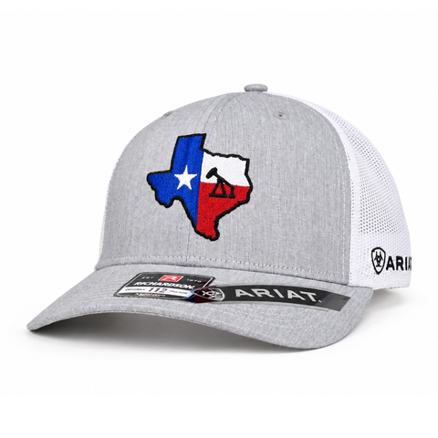 Gorra ARIAT gris con bordado de Texas, vista perfil