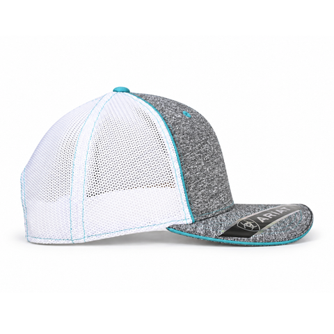 Gorra ARIAT gris jaspeado y turquesa, vista lateral-izquierdo