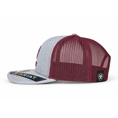 Gorra ARIAT gris jaspeado y vino, lateral derecho