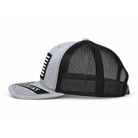 Gorra ARIAT gris y negro con bandera, vista lateral-derecho