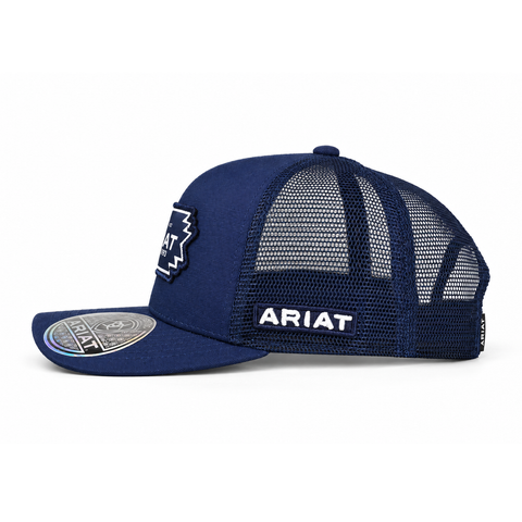 Gorra ARIAT azul marino con parche American MFG, vista lateral-derecho