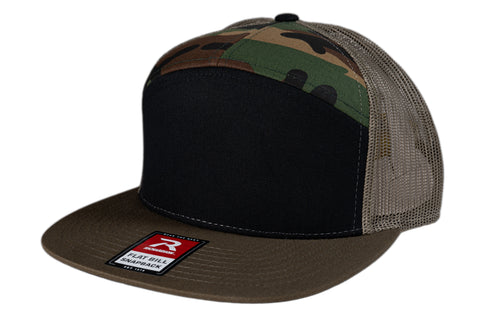 RICHARDSON AJUSTABLE NEGRO/CAMO 7 PANELES (PATTERN DIFERENTE EN CADA GORRA)