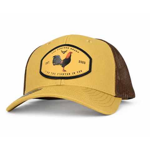 Gorra amarilla gallo - vista tres cuartos