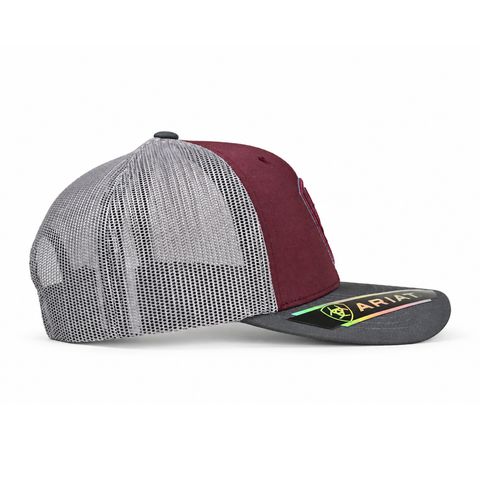Gorra ARIAT vino y gris, vista lateral-izquierdo