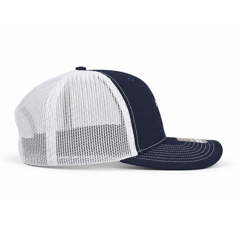Gorra ARIAT Boot Co. azul marino y blanco, vista lateral-izquierdo