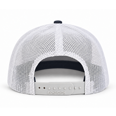 Gorra ARIAT Boot Co. azul marino y blanco, vista trasera
