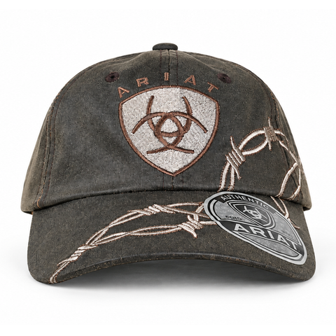Gorra ARIAT con bordado de alambre de púas, vista frontal