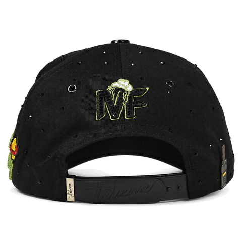 Gorra Italiense negra Rugrats — vista trasera sobre fondo blanco