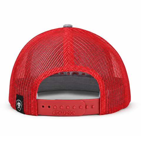 Gorra ARIAT gris y rojo, vista trasera