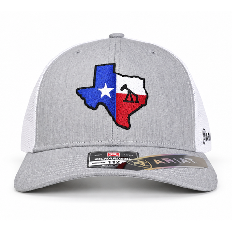 Gorra ARIAT gris con bordado de Texas, vista frontal