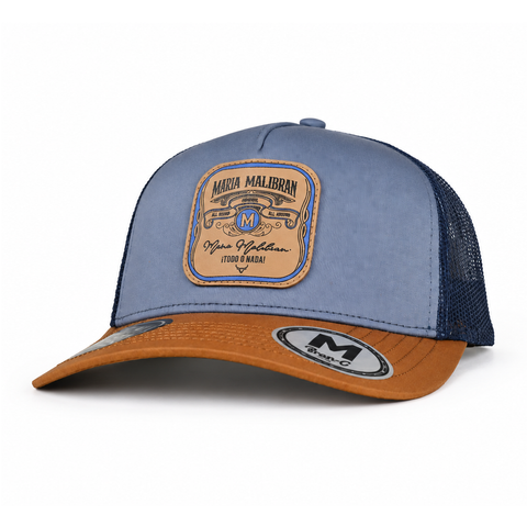 Gorra azul visera café María Malibrán - vista tres cuartos