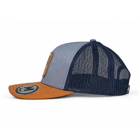 Gorra azul visera café María Malibrán - vista lateral izquierdo