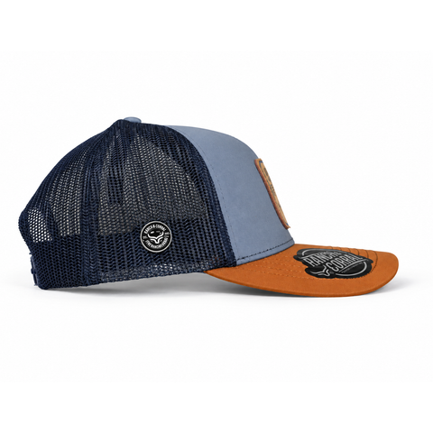Gorra azul visera café María Malibrán - vista lateral derecho