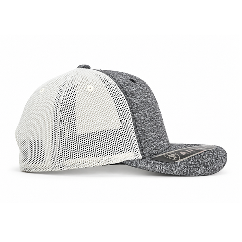 Gorra ARIAT gris jaspeada con malla blanca, vista lateral-izquierdo