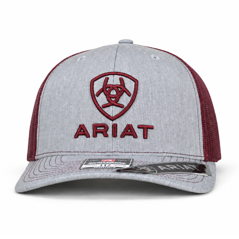 Gorra ARIAT gris jaspeado y vino, vista de perfil