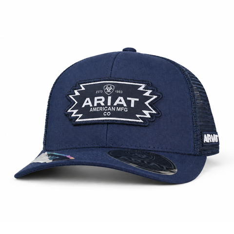 Gorra ARIAT azul marino con parche American MFG, vista perfil