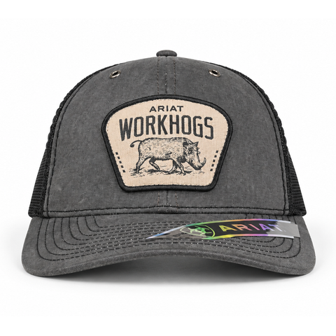 Gorra ARIAT WORKHOGS gris, vista frontal