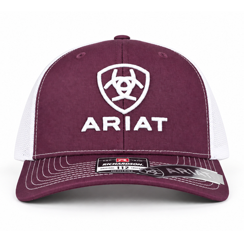 Gorra ARIAT color vino y blanco, vista frontal