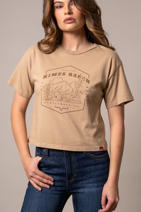 PLAYERA KIMES RANCH SEE FOR MILES - TAN